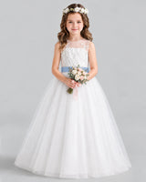 Dusty Blue Ball Gown Flower Girl Dress Front