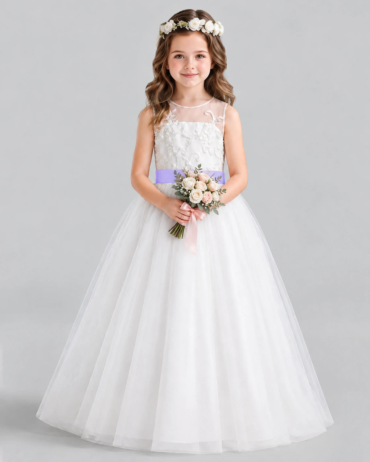 Lavender Ball Gown Flower Girl Dress Front