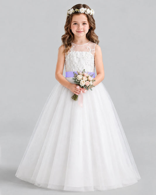 Lavender Ball Gown Flower Girl Dress Front