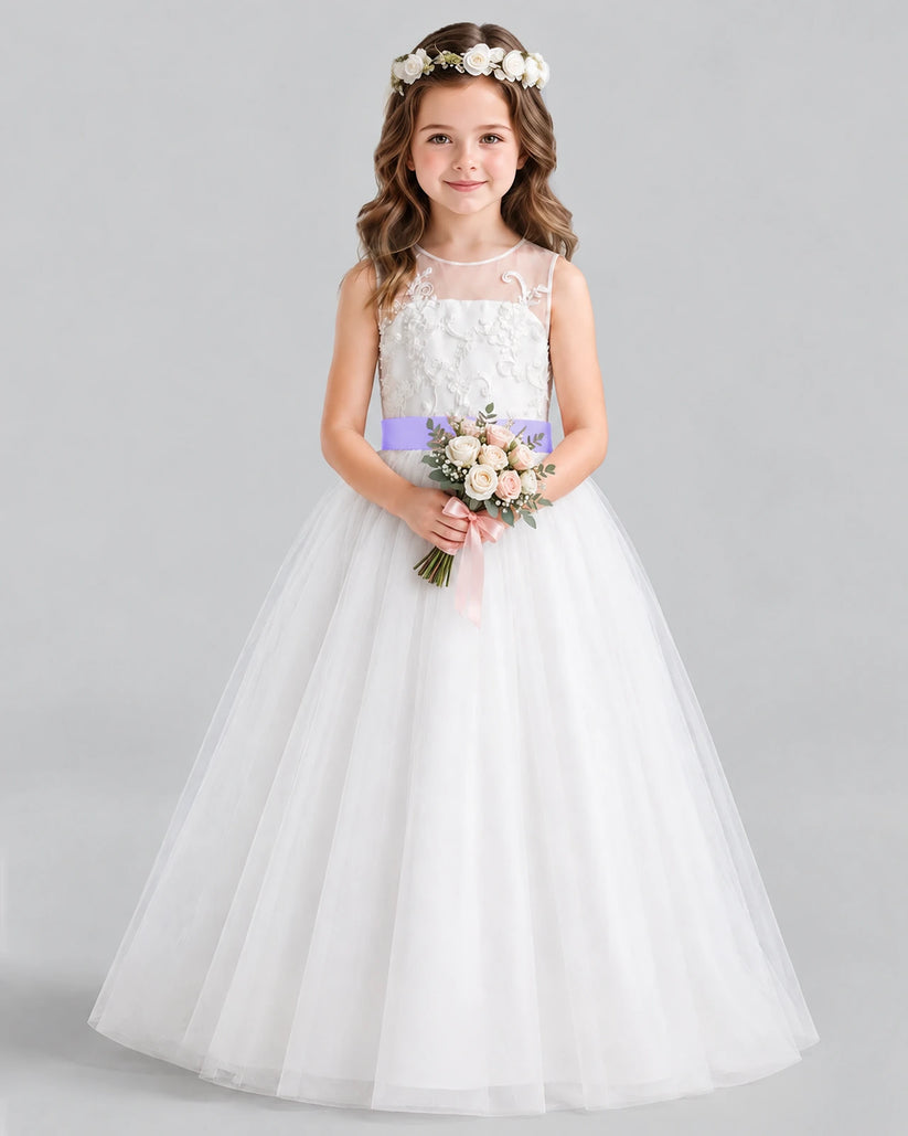 Lavender Ball Gown Flower Girl Dress Front
