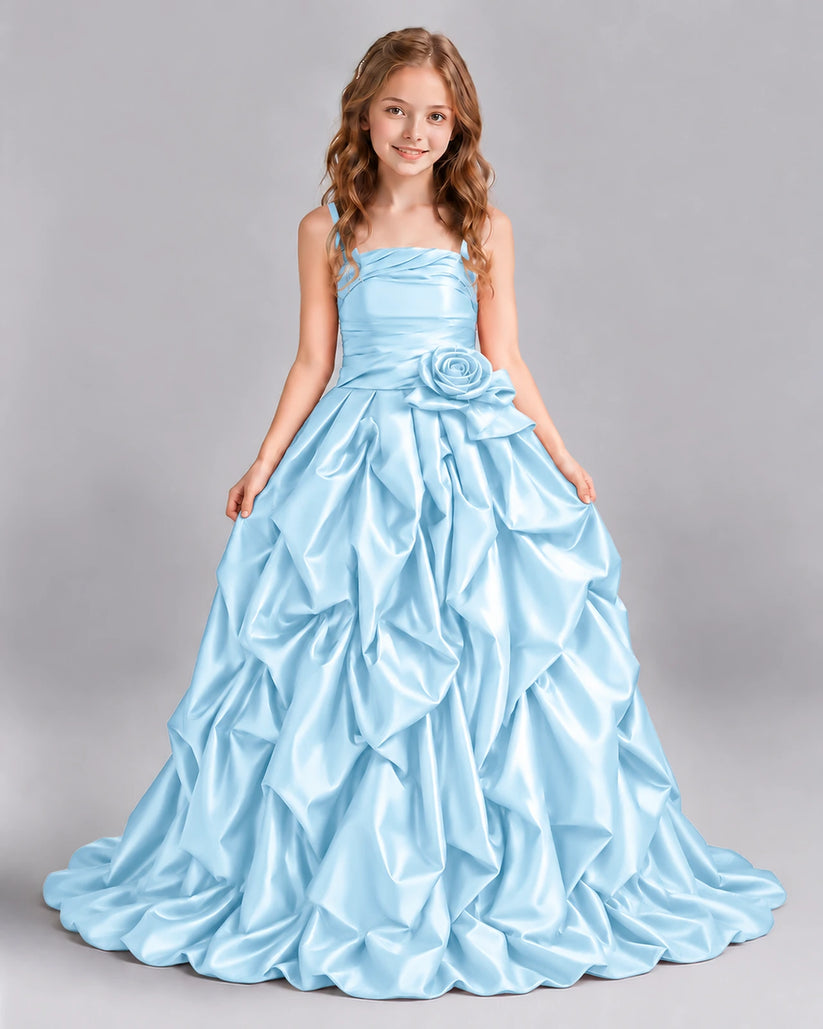 Baby Blue Ball Gown Girls Pageant Dress Front