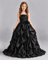 Black Ball Gown Girls Pageant Dress Front