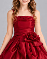 Burgundy Ball Gown Girls Pageant Dress Detail [Shared]