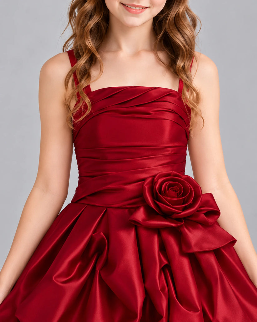 Burgundy Ball Gown Girls Pageant Dress Detail [Shared]