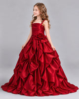 Burgundy Ball Gown Girls Pageant Dress Side [Shared]