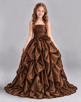 Chocolate Ball Gown Girls Pageant Dress Front