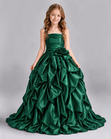 Dark Green Ball Gown Girls Pageant Dress Front