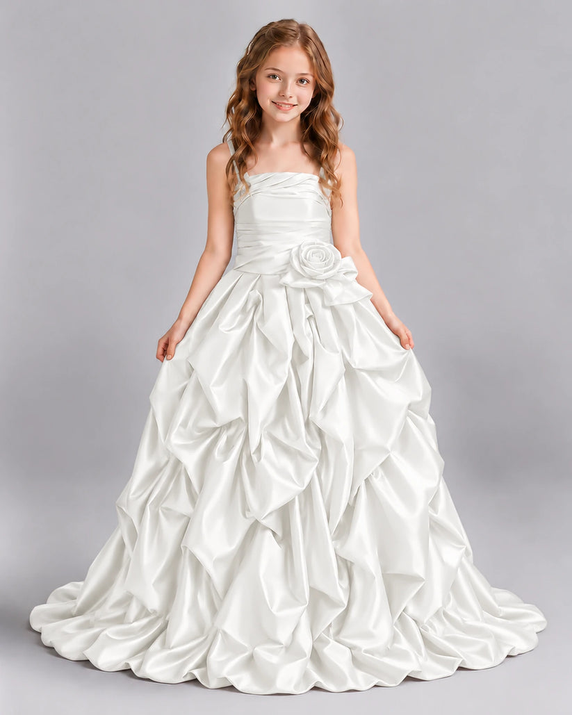Ivory Ball Gown Girls Pageant Dress Front