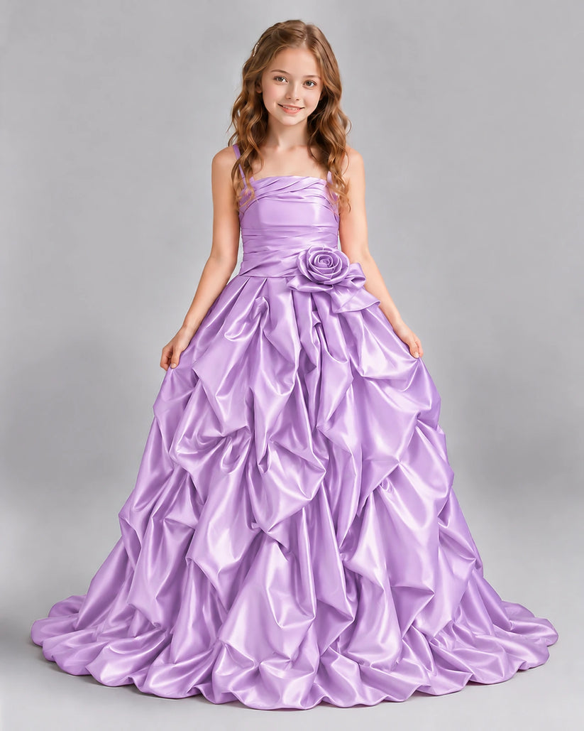 Lilac Ball Gown Girls Pageant Dress Front