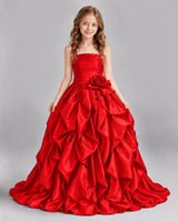 Red Ball Gown Girls Pageant Dress Front