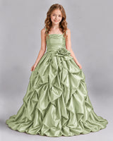 Sage Green Ball Gown Girls Pageant Dress Front