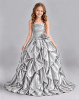 Silver Ball Gown Girls Pageant Dress Front