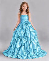 Sky Blue Ball Gown Girls Pageant Dress Front