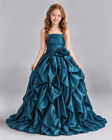 Teal Ball Gown Girls Pageant Dress Front