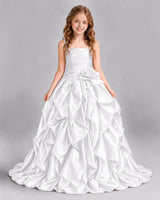 White Ball Gown Girls Pageant Dress Front
