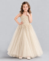 Champagne Ball Gown Flower Girl Dress Front