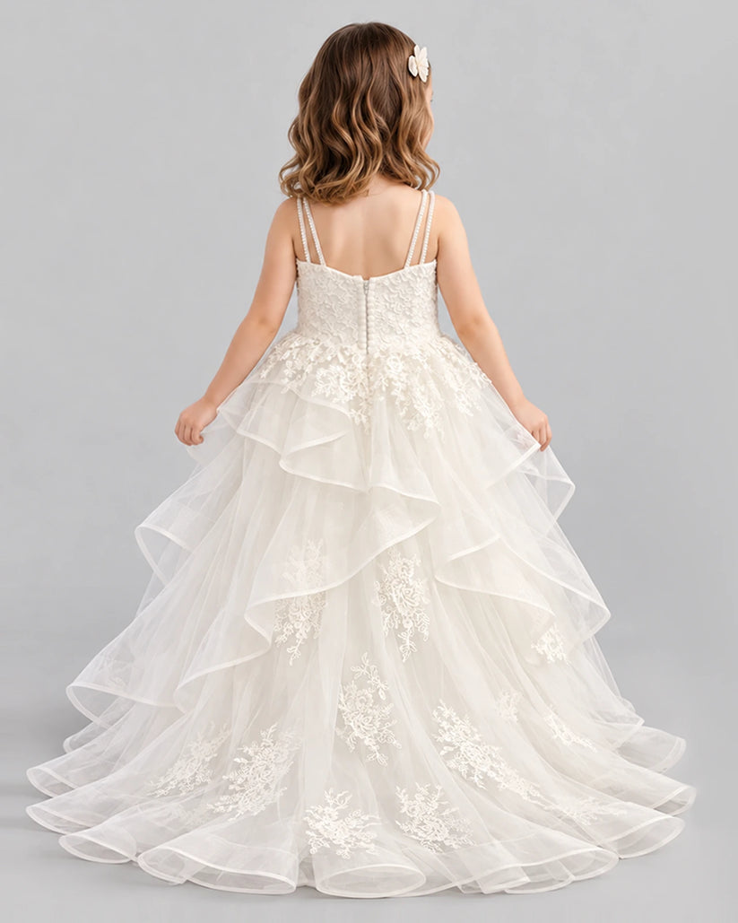 Ivory Ball Gown Flower Girl Dress Back [Shared]