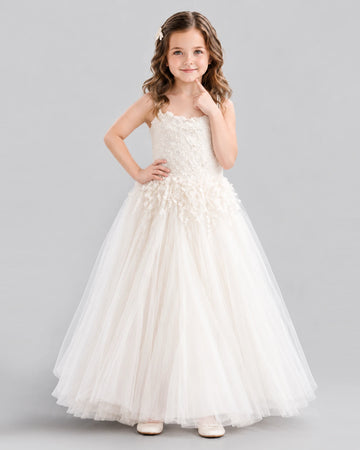 Dideyttawl Lace Appliques Flower Girl Dress for Wedding Ceremonies