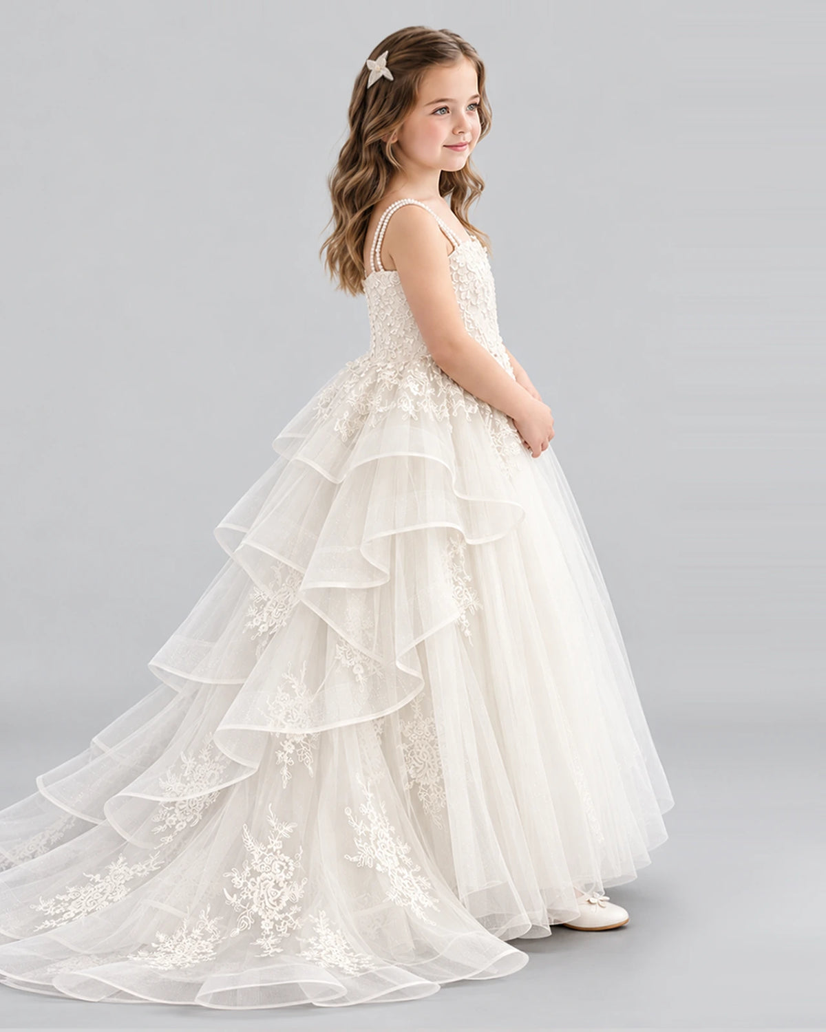 Ivory Ball Gown Flower Girl Dress Side [Shared]