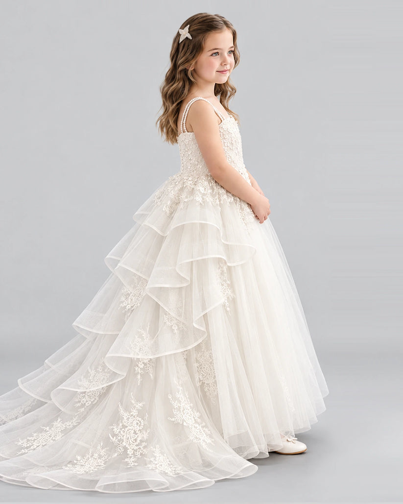 Ivory Ball Gown Flower Girl Dress Side [Shared]