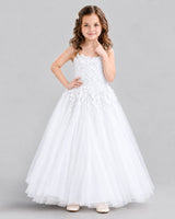 White Ball Gown Flower Girl Dress Front