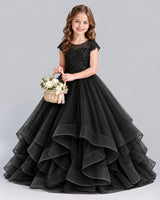 Black Ball Gown Girls Formal Dress Front