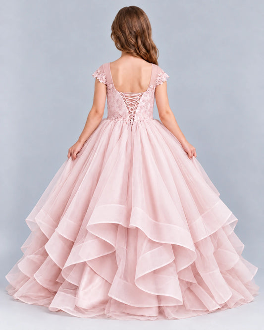 Blush Pink Ball Gown Girls Formal Dress Back [Shared]