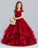 Burgundy Ball Gown Girls Formal Dress Front