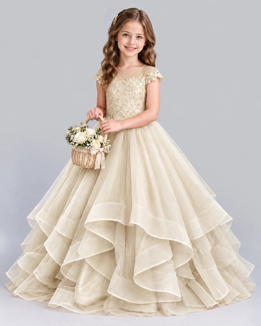Champagne Ball Gown Girls Formal Dress Front