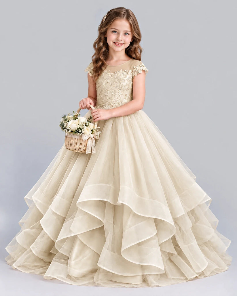 Champagne Ball Gown Girls Formal Dress Front