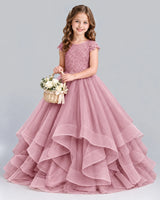 Dusty Rose Ball Gown Girls Formal Dress Front