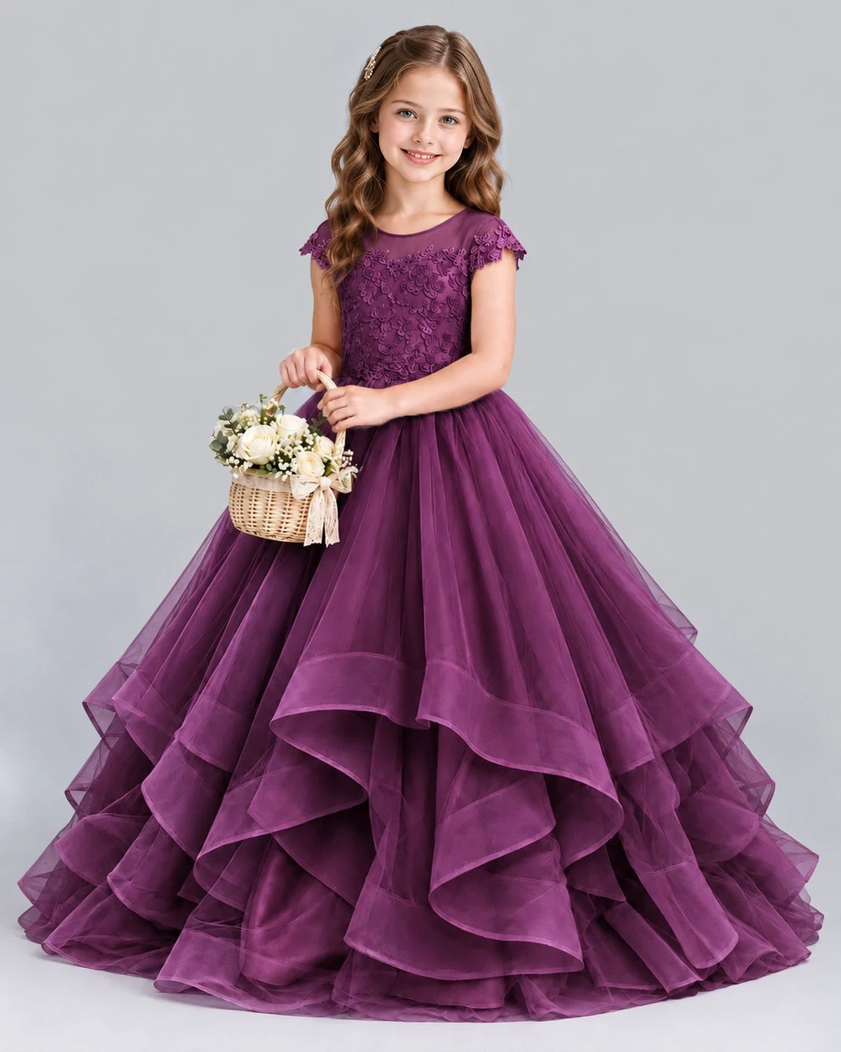Grape Ball Gown Girls Formal Dress Front