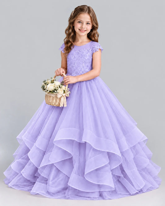 Lavender Ball Gown Girls Formal Dress Front