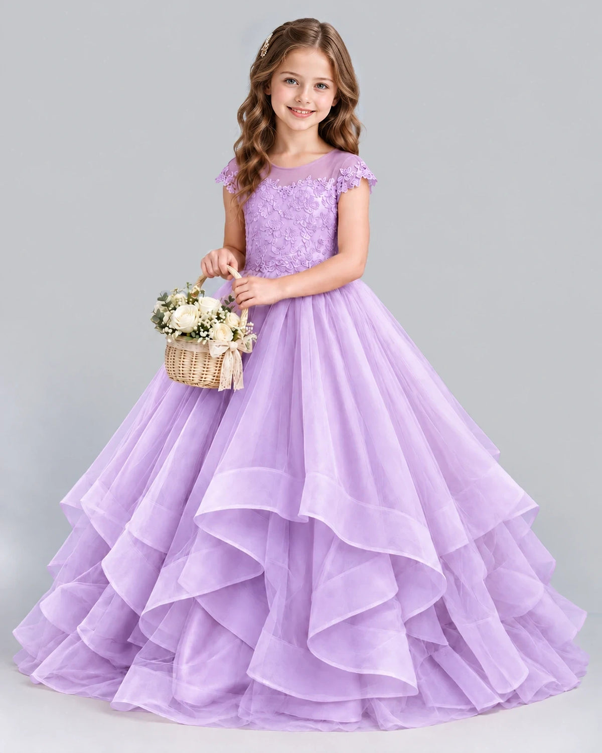 Lilac Ball Gown Girls Formal Dress Front
