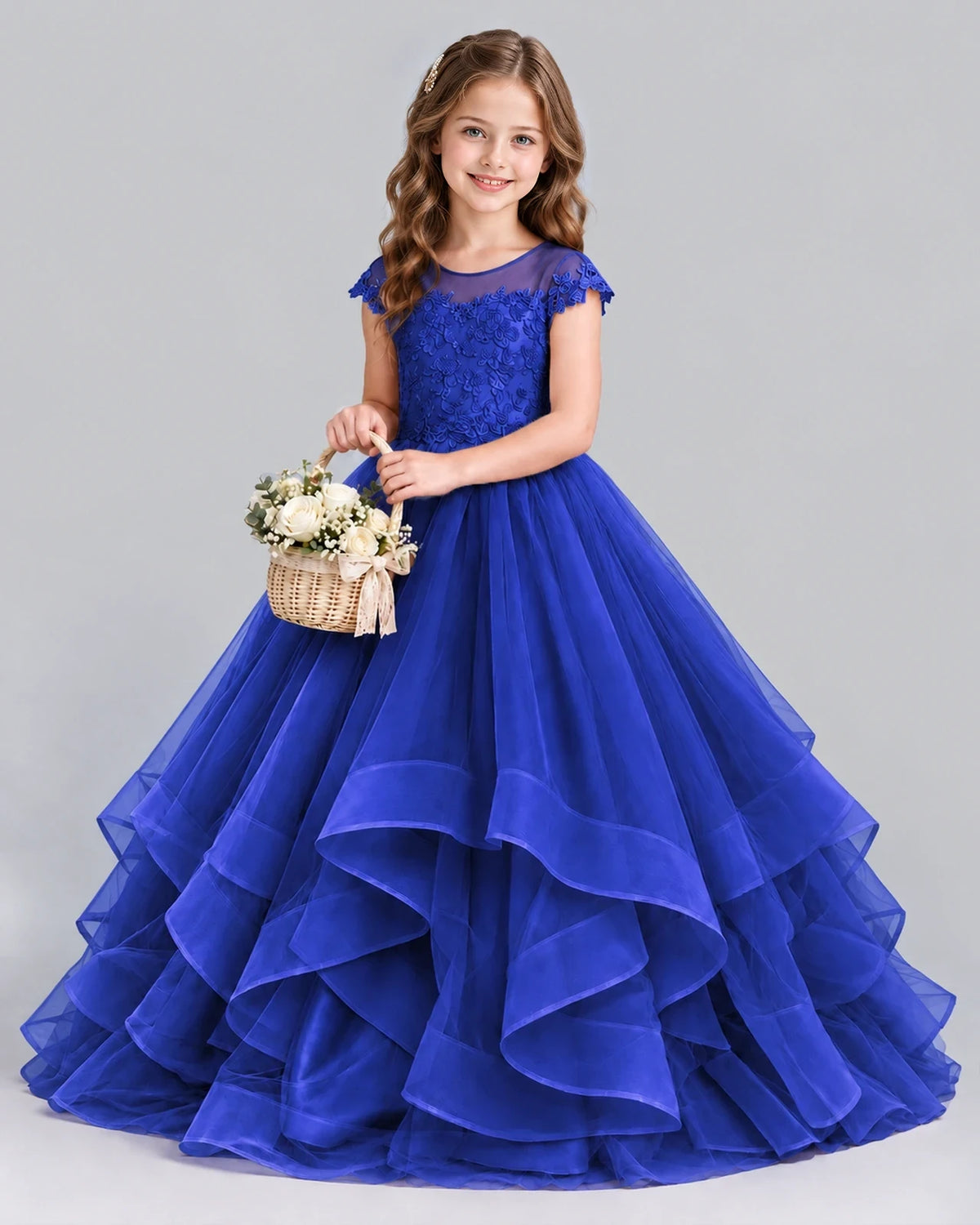 Royal Blue Ball Gown Girls Formal Dress Front