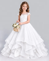 White Ball Gown Girls Formal Dress Front