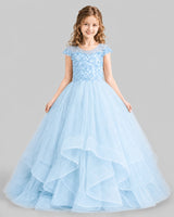 Baby Blue Ball Gown Girls Pageant Dresses Detail