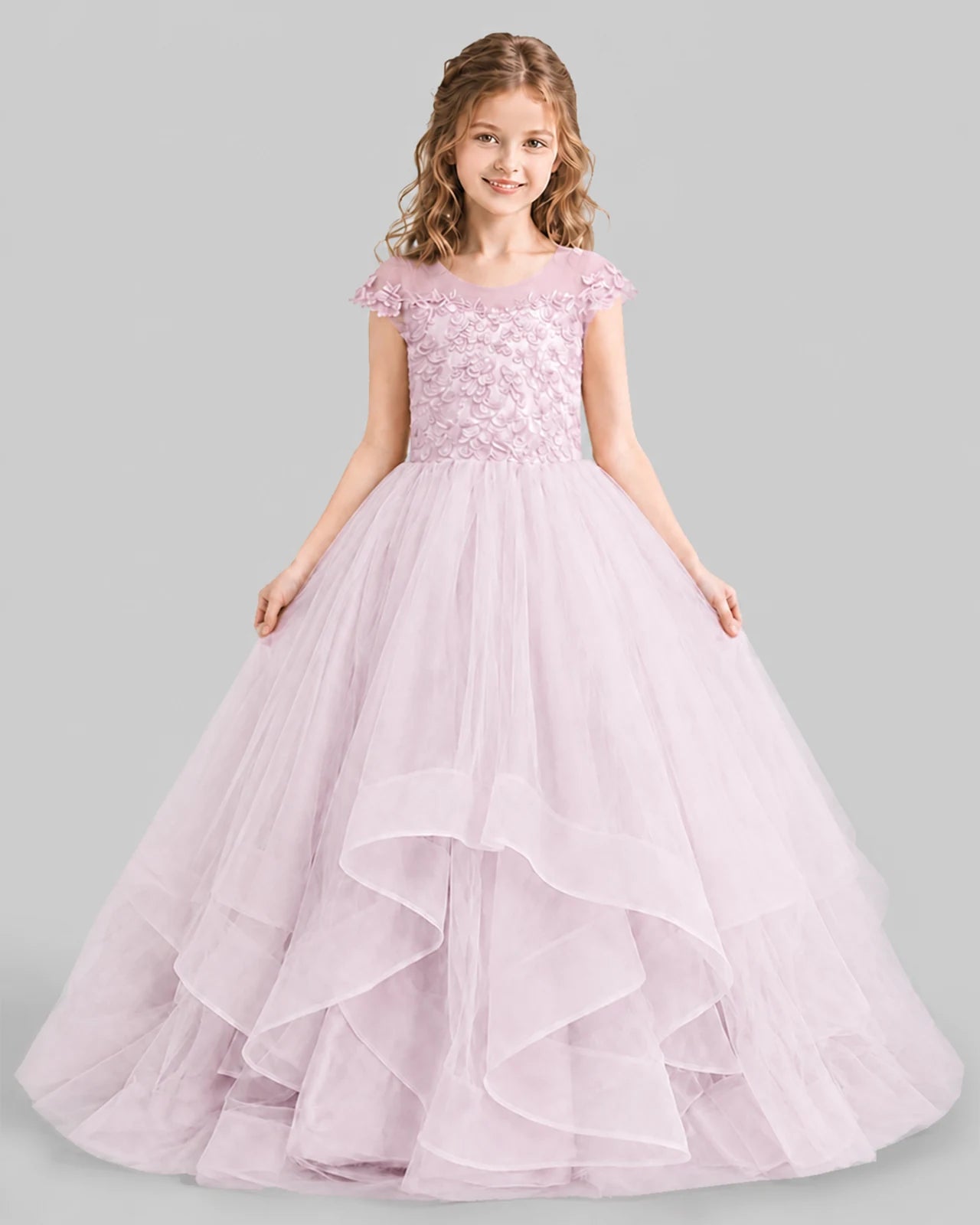Blush pink Ball Gown Girls Pageant Dresses Detail