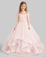 Blush pink Ball Gown Girls Pageant Dresses Detail
