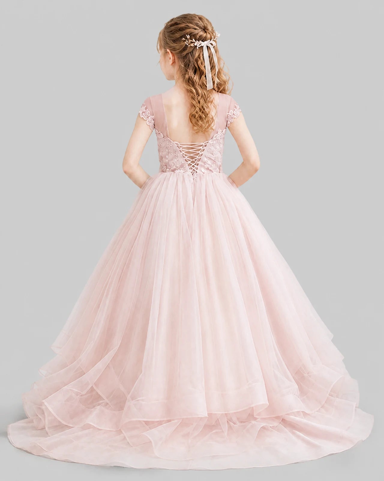 Blush pink Ball Gown Girls Pageant Dresses Front