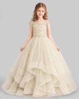 Champagne Ball Gown Girls Pageant Dresses Detail