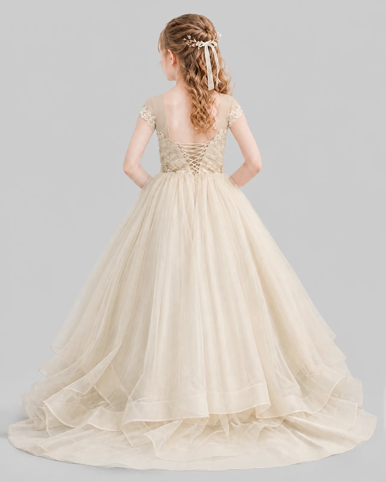 Champagne Ball Gown Girls Pageant Dresses Front