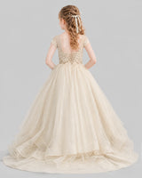 Champagne Ball Gown Girls Pageant Dresses Front
