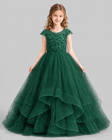 Dark Green Ball Gown Girls Pageant Dresses Detail