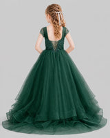 Dark Green Ball Gown Girls Pageant Dresses Front