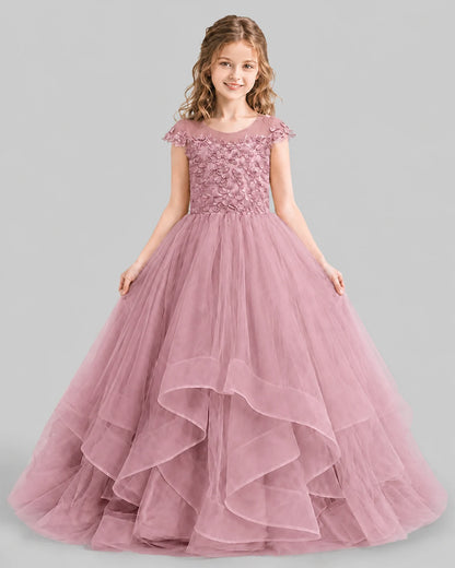 Dusty Rose Ball Gown Girls Pageant Dresses Detail