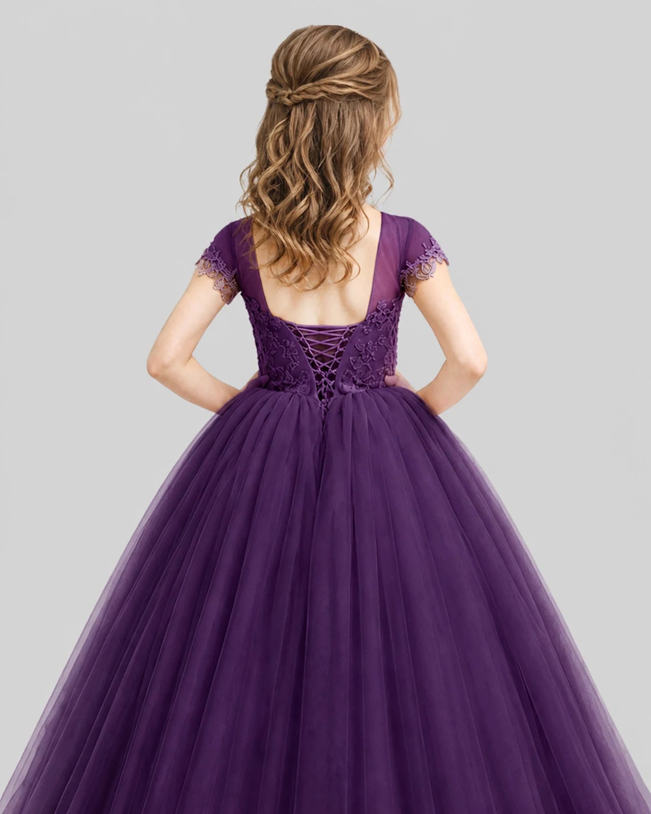Grape Ball Gown Girls Pageant Dresses Back