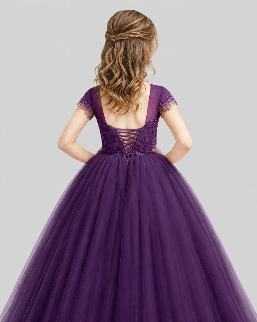 Grape Ball Gown Girls Pageant Dresses Back