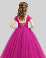 Hot pink Ball Gown Girls Pageant Dresses Back