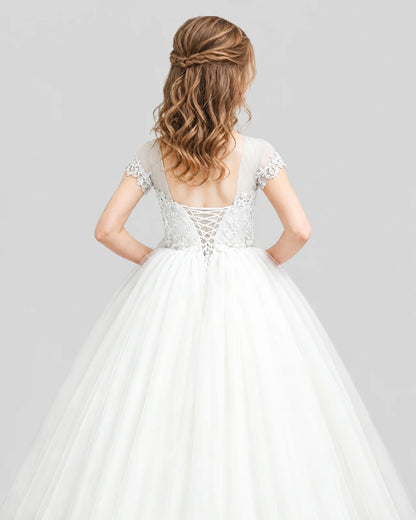 Ivory Ball Gown Girls Pageant Dresses Back